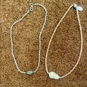 Elegant Silver and Cream Beaded Necklace Set